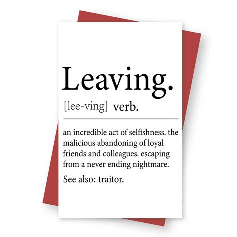 1 Pc Funny Going Away Card for Coworker Boss, Leaving Definition Card ...