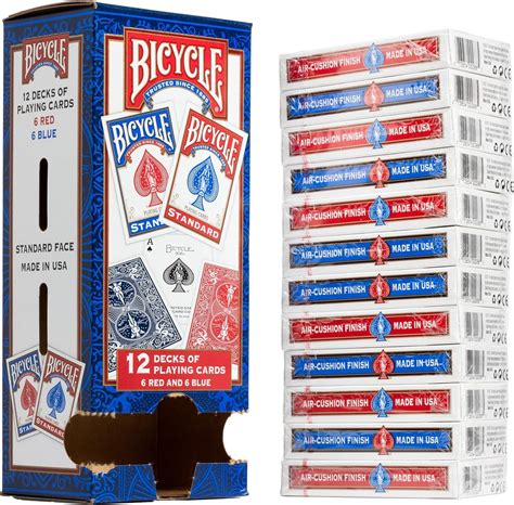 Bicycle Standard Playing Cards 12 Pack Poker Size Assorted Colors Eco ...