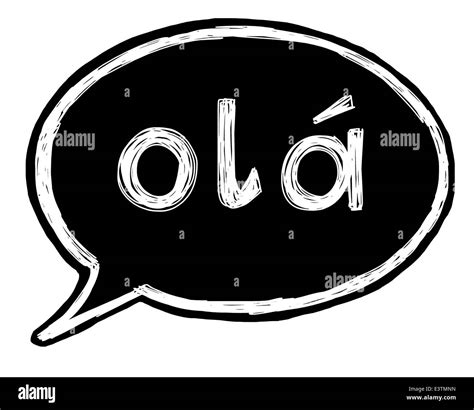 Illustration of a speech bubble with the word hello in Portuguese Stock ...