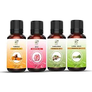 VIRTUAL® Pack of 4 essential oils -15 ML Each (60ml total) (Rose ...