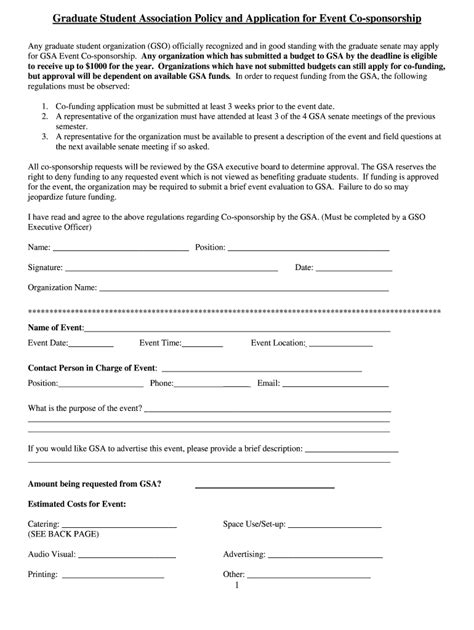 Fillable Online GSA Event Co-sponsorship Application Fax Email Print ...