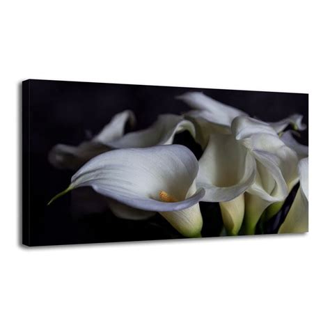 Canvas Wall Art Calla lily delicate white arum lily bouquet black Wall ...