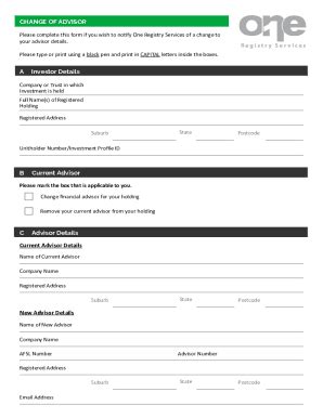 Fillable Online Change of Advisor Form - Welcome to Purchase College ...