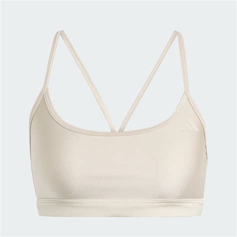 adidas Aeroreact Training Light-Support Shiny Bra - Beige | adidas India