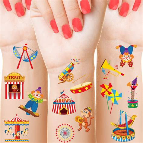 Buy 288 Pcs 48 Styles Carnival Circus Temporary Tattoos for Kids Circus ...
