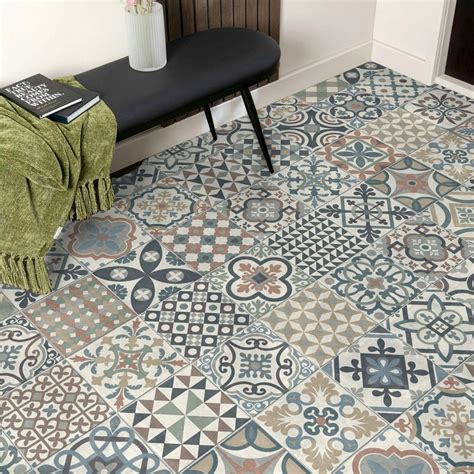 Moroccan Tile Effect Sheet Vinyl Flooring in Multicoloured Pattern for ...
