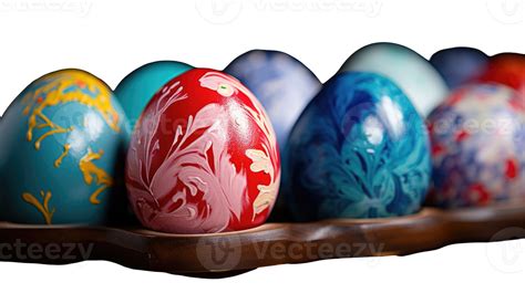 A row of colorful eggs with designs on them 57191131 PNG