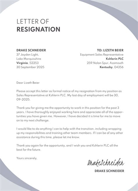 Image result for Simple Resignation Letter Sample