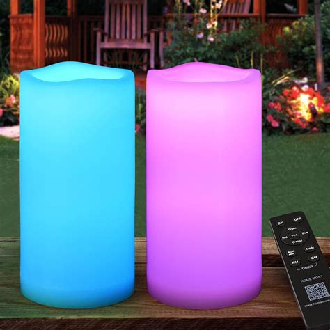 Buy HOME MOST 2-Pack Multicolor 4x8 Outdoor LED Pillar Candles with ...