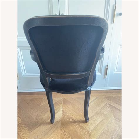 Antique Wood and Black Velvet Chair - AptDeco