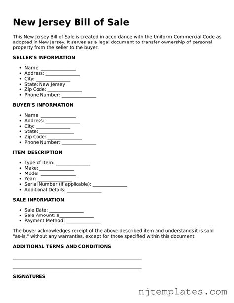 Make a Valid New Jersey Bill of Sale With Our Free Form