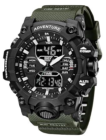 V2A Bold and Big Dial Multifunction Analogue and Digital Sports Watch ...