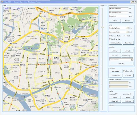 Gmap C# Example 的图像结果