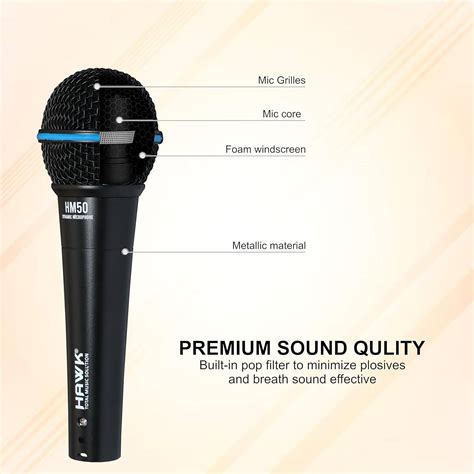 Hawk Proaudio HM 50 Handheld Dynamic Cardioid Wired Mic for Live, Reco ...