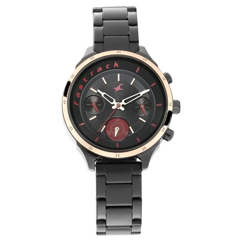 Fastrack All Nighters Quartz Analog Black Dial Stainless Steel Strap ...
