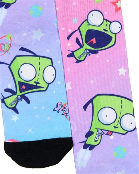 Bioworld Invader Zim Mens' Gir Space Men's Athletic Mid-Calf Crew Socks ...