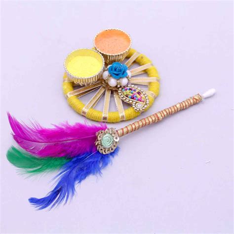 Holi tika platter with colors (3 inches) – MyKanha.com