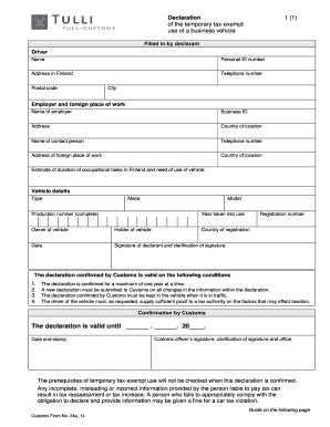 Fillable Online tulli 24e14 Declaration of the temporary tax-exempt use ...