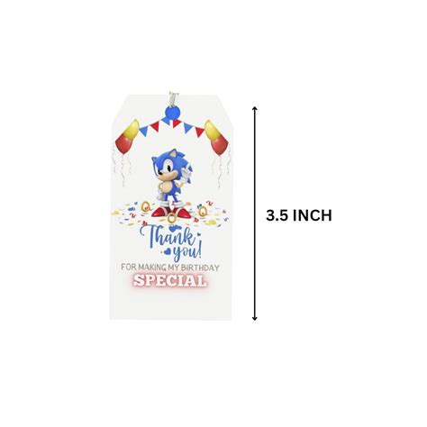 Sonic Theme Birthday Favour Tags (2 x 3.5 inches/250 GSM Cardstock/Mix ...