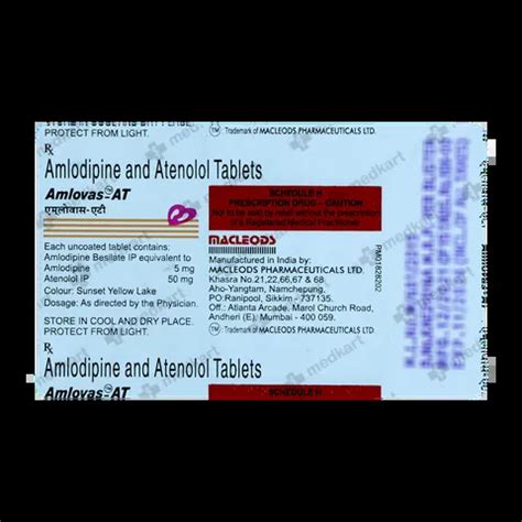 AMLOVAS AT 50MG TABLET 15'S Price, Uses, Side Effects & Substitutes ...