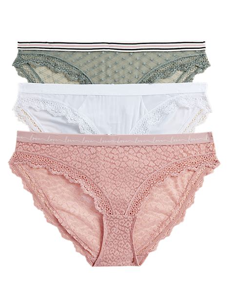 Buy 3pk Lace & Mesh Bikini Knickers at Marks & Spencer