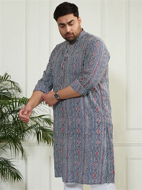 Plus Men's Indigo Blue Cotton Kurta – vastramay