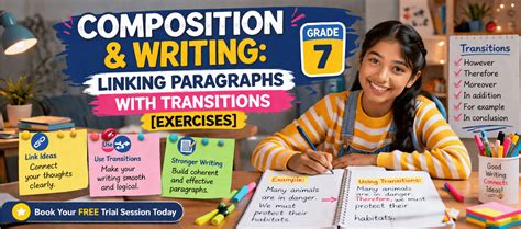 Grade 7 Composition & Writing: Linking Paragraphs with Transitions ...