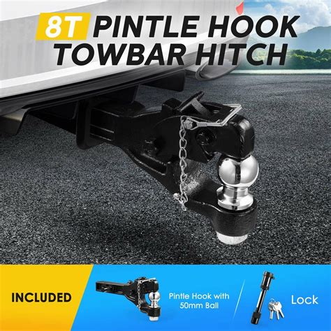 8 Ton Ball Combo Pintle Tow Hook Receiver Arm Hitch Vehicle Towing Caravan Truck Car Accessory ...