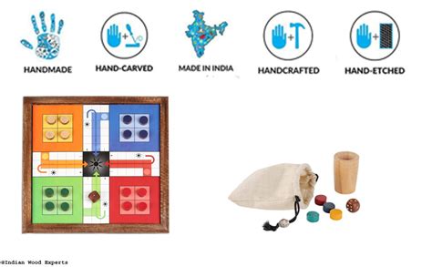 Buy SRA Home Deco Handmade Wooden Classic 2 In 1 Magnetic Ludo Snakes ...