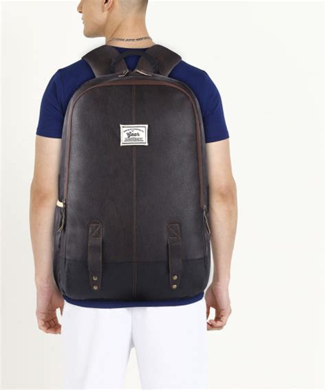 Gear CLASSIC ANTI THEFT FAUX LEATHER 20 L Laptop Backpack BROWN-BLACK ...