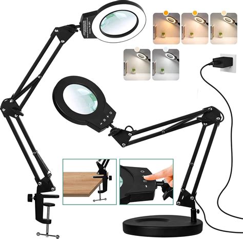 Amazon.com: 10X Magnifying Glass with Light and Stand, KUVRS 5 Color Touch Sensitive Stepless ...