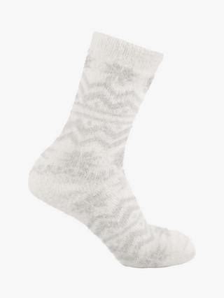 totes Women's FairIsle & Chenille Bed Socks, Grey/Fair Isle, Twin Pack