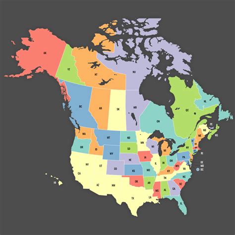 Map Of USA States And Canada Provinces - Printable US Maps