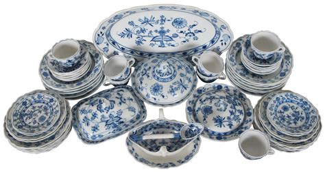 58 Pc Vintage Meissen Flow Blue Onion China Set Oval Mark Germany Oval ...