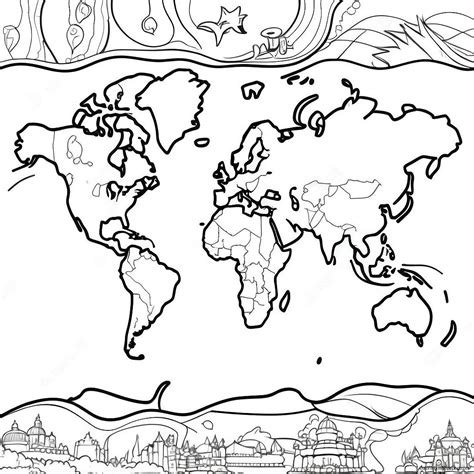 World Map Coloring Page (9670-7781)