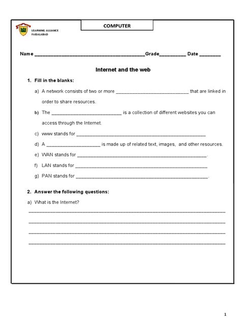 Computer Worksheet Internet 的图像结果