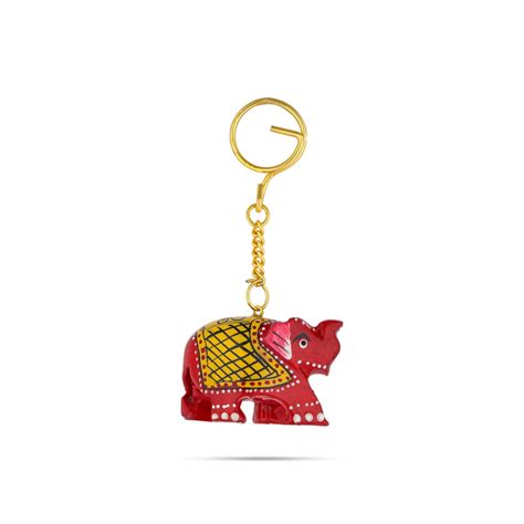 Giri - Elephant Key Chain | Wooden Key Ring | Key Holder for Bike And Car