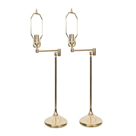 Pair of Brass Swing Arm Table Lamps by Hansen at 1stDibs