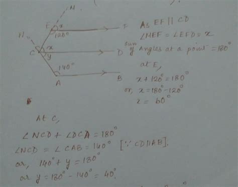 in adjoining diagram, lines AB,CD and EF are parallel. Calculate the ...