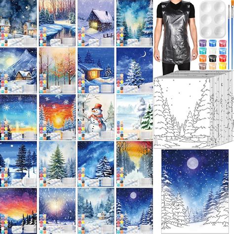 Amazon.com: Dispowreath 20 Pack Pre Drawn Canvas for Painting Drawn ...