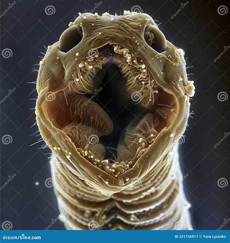 Microscopic View of Bull Tapeworm S Mouth. Parasitic Worm with Multiple ...
