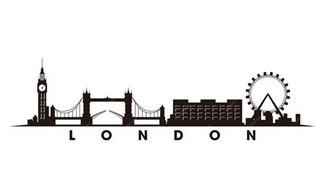 London Skyline Black And White Silhouette