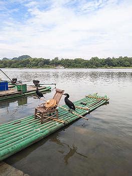 手绘中国风水墨渔民划着竹筏带鸬鹚捕鱼元素图片免费下载_PNG素材_编号18min9rpd_图精灵