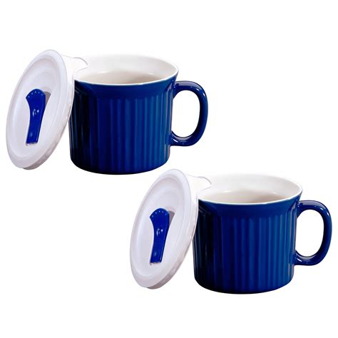 Corningware 20oz Blue Soup Cup, Large Microwaveable Meal Mug with ...