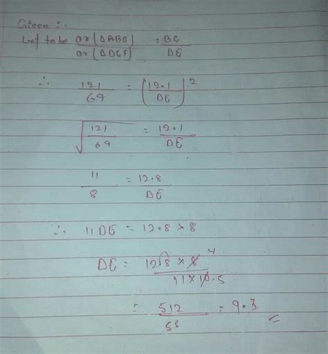 the area of two similar triangles are 121 and 64 if median of first ...