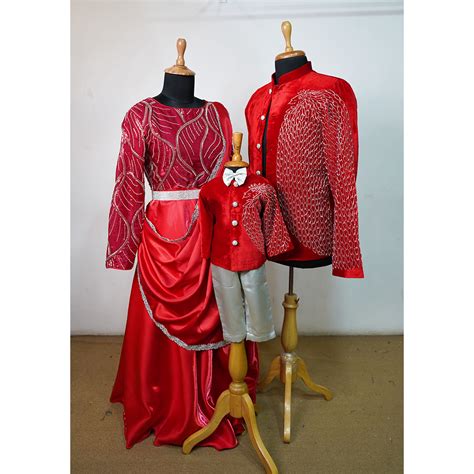 Royal Red Family Matching Outfit Set – Designer Embroidered Couple & K ...
