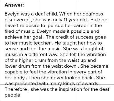 Evelyn is an inspiration to all. Justify in 100 to 120 words - Brainly.in