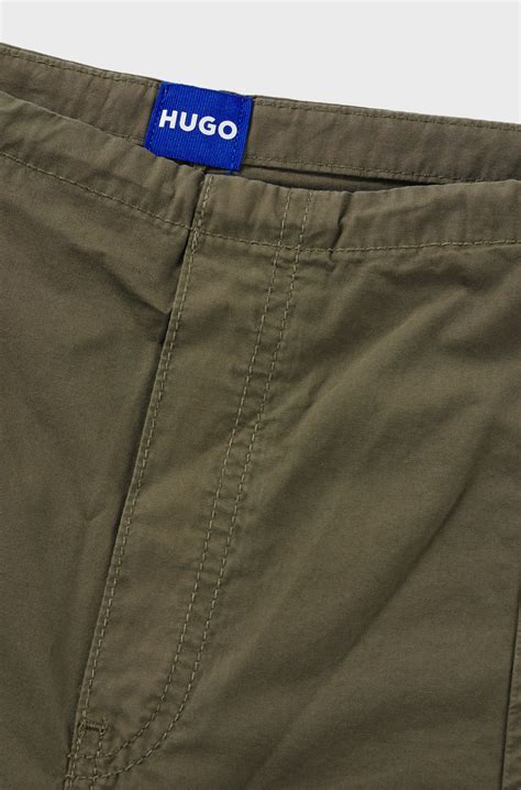 HUGO - Oversized-fit parachute trousers in cotton poplin - Dark Green