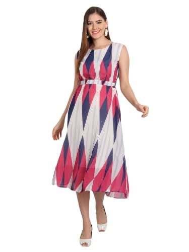 Buy DHANERI Women's Floral Georgette Standard Regular Fit and Flare ...