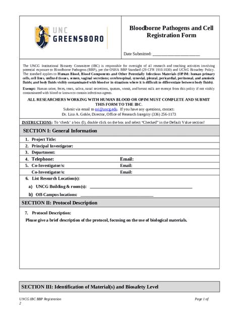 Bloodborne Pathogens and Cell Registration - integrity uncg Doc ...